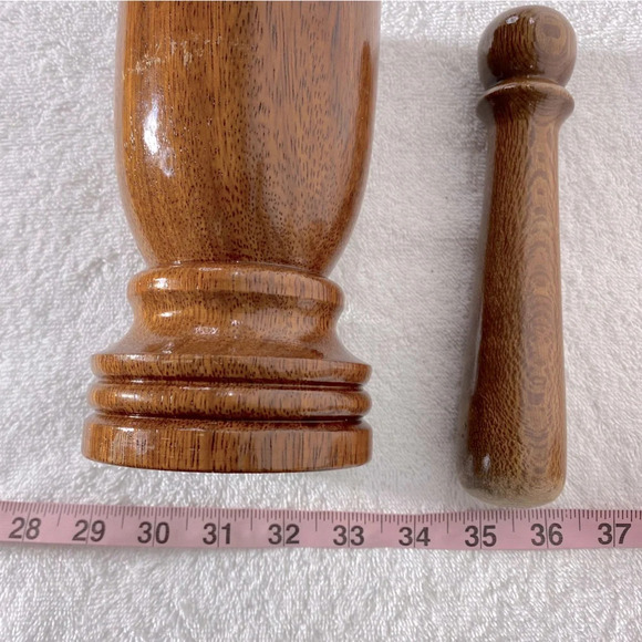 Vintage 1981  Handmade Tall Wood Apothecary Mortar And Pestle - Picture 14 of 15